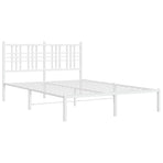 Metal Bed Frame without Mattress with Headboard White 137x190 cm