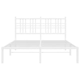 Metal Bed Frame without Mattress with Headboard White 135x190 cm - Top-Down View
