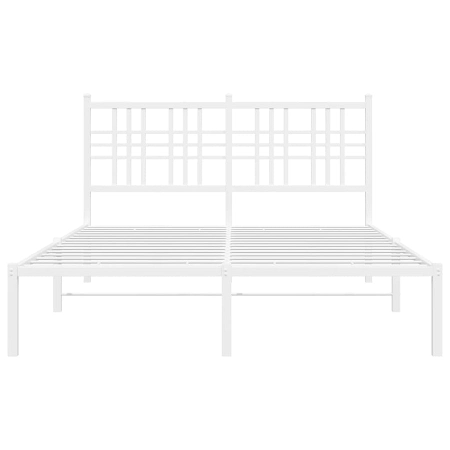 Metal Bed Frame without Mattress with Headboard White 137x190 cm