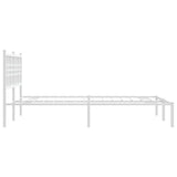 Metal Bed Frame without Mattress with Headboard White 135x190 cm - 45-Degree Angle