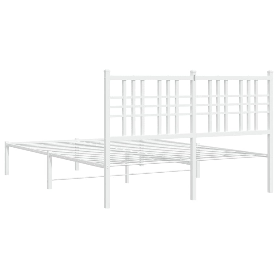 Metal Bed Frame without Mattress with Headboard White 137x190 cm