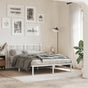 Metal Bed Frame without Mattress with Headboard White 137x190 cm
