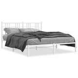 Metal Bed Frame without Mattress with Headboard White 150x200 cm - Front View