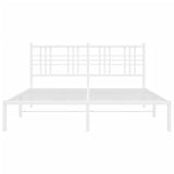 Metal Bed Frame without Mattress with Headboard White 150x200 cm