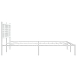 Metal Bed Frame without Mattress with Headboard White 150x200 cm - 45-Degree Angle
