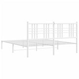 Metal Bed Frame without Mattress with Headboard White 150x200 cm
