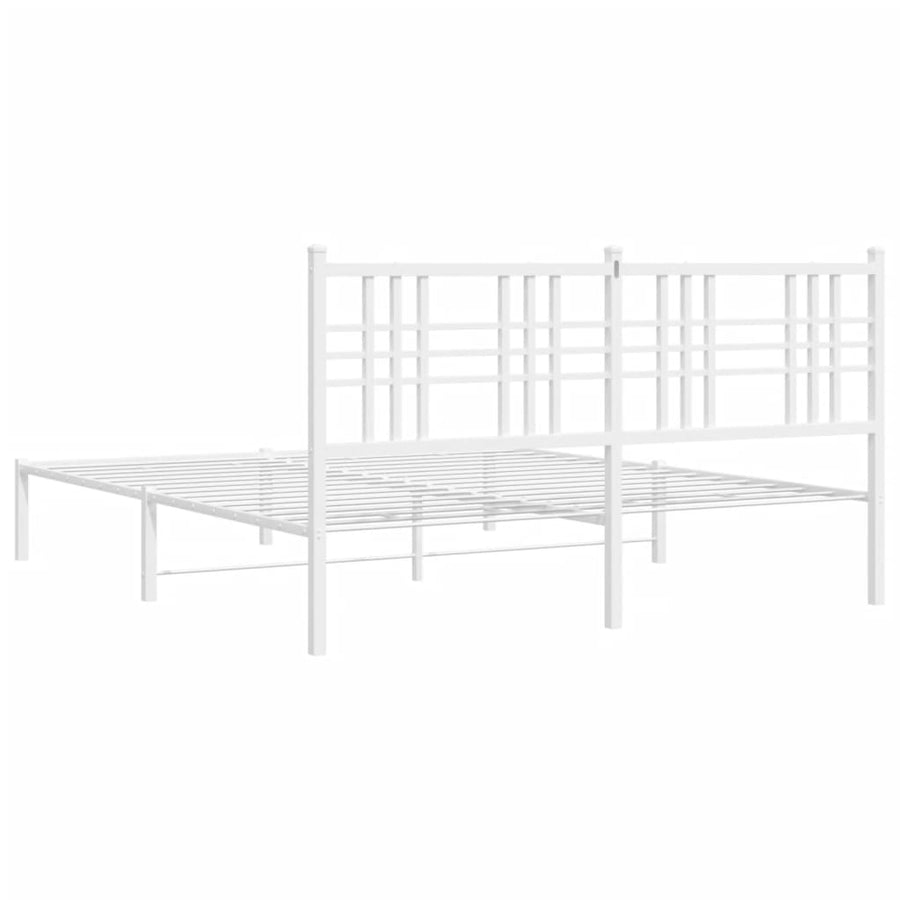 Metal Bed Frame without Mattress with Headboard White 150x200 cm