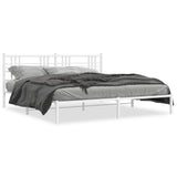 Metal Bed Frame without Mattress with Headboard White 183x203 cm King - Front View