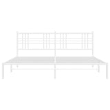 Metal Bed Frame without Mattress with Headboard White 183x203 cm King - Top-Down View