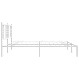 Metal Bed Frame without Mattress with Headboard White 183x203 cm King - 45-Degree Angle