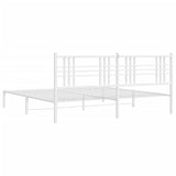 Metal Bed Frame without Mattress with Headboard White 183x203 cm King