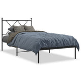 Metal Bed Frame without Mattress with Headboard Black 90x190 cm - Front View