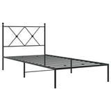 Metal Bed Frame without Mattress with Headboard Black 90x190 cm - Side View