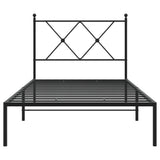 Metal Bed Frame without Mattress with Headboard Black 90x190 cm