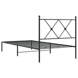 Metal Bed Frame without Mattress with Headboard Black 90x190 cm