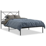 Metal Bed Frame without Mattress with Headboard Black 107x203 cm King Single - Front View
