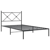 Metal Bed Frame without Mattress with Headboard Black 107x203 cm King Single - Side View