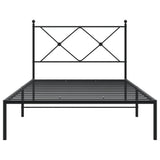 Metal Bed Frame without Mattress with Headboard Black 107x203 cm King Single