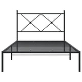 Metal Bed Frame without Mattress with Headboard Black 107x203 cm King Single - Top-Down View