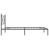 Metal Bed Frame without Mattress with Headboard Black 107x203 cm King Single