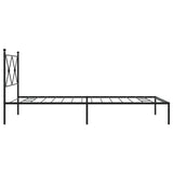 Metal Bed Frame without Mattress with Headboard Black 107x203 cm King Single - 45-Degree Angle