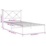 Metal Bed Frame without Mattress with Headboard Black 107x203 cm King Single - Low Angle