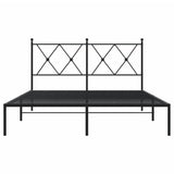 Metal Bed Frame without Mattress with Headboard Black 135x190 cm