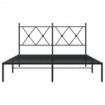 Metal Bed Frame without Mattress with Headboard Black 135x190 cm