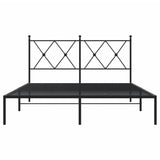 Metal Bed Frame without Mattress with Headboard Black 135x190 cm - Top-Down View