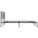 Metal Bed Frame without Mattress with Headboard Black 135x190 cm