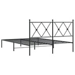 Metal Bed Frame without Mattress with Headboard Black 135x190 cm