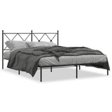 Metal Bed Frame without Mattress with Headboard Black 150x200 cm - Front View