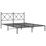 Metal Bed Frame without Mattress with Headboard Black 150x200 cm - Side View
