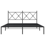 Metal Bed Frame without Mattress with Headboard Black 150x200 cm