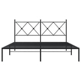 Metal Bed Frame without Mattress with Headboard Black 150x200 cm - Top-Down View