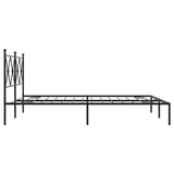 Metal Bed Frame without Mattress with Headboard Black 150x200 cm - 45-Degree Angle