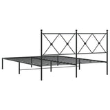 Metal Bed Frame without Mattress with Headboard Black 150x200 cm - Rear View