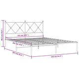 Metal Bed Frame without Mattress with Headboard Black 150x200 cm - Low Angle