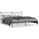 Metal Bed Frame without Mattress with Headboard Black 183x203 cm King - Front View