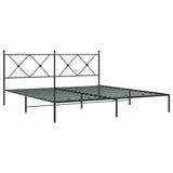 Metal Bed Frame without Mattress with Headboard Black 183x203 cm King - Side View