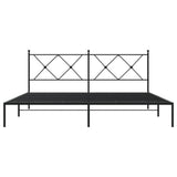 Metal Bed Frame without Mattress with Headboard Black 183x203 cm King - Top-Down View