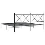 Metal Bed Frame without Mattress with Headboard Black 183x203 cm King - Rear View