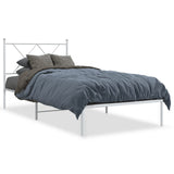 Metal Bed Frame without Mattress with Headboard White 90x190 cm - Front View