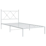Metal Bed Frame without Mattress with Headboard White 90x190 cm - Side View