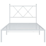 Metal Bed Frame without Mattress with Headboard White 90x190 cm