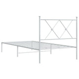 Metal Bed Frame without Mattress with Headboard White 90x190 cm - Rear View