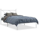 Metal Bed Frame without Mattress with Headboard White 107x203 cm King Single - Front View