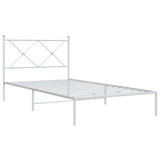 Metal Bed Frame without Mattress with Headboard White 107x203 cm King Single - Side View