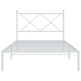 Metal Bed Frame without Mattress with Headboard White 107x203 cm King Single