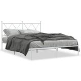 Metal Bed Frame without Mattress with Headboard White 135x190 cm - Front View